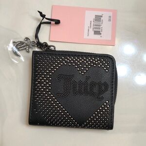 Juicy Couture Liquorice Lovely Day Studded L-Zip Faux Leather Card Case NWT